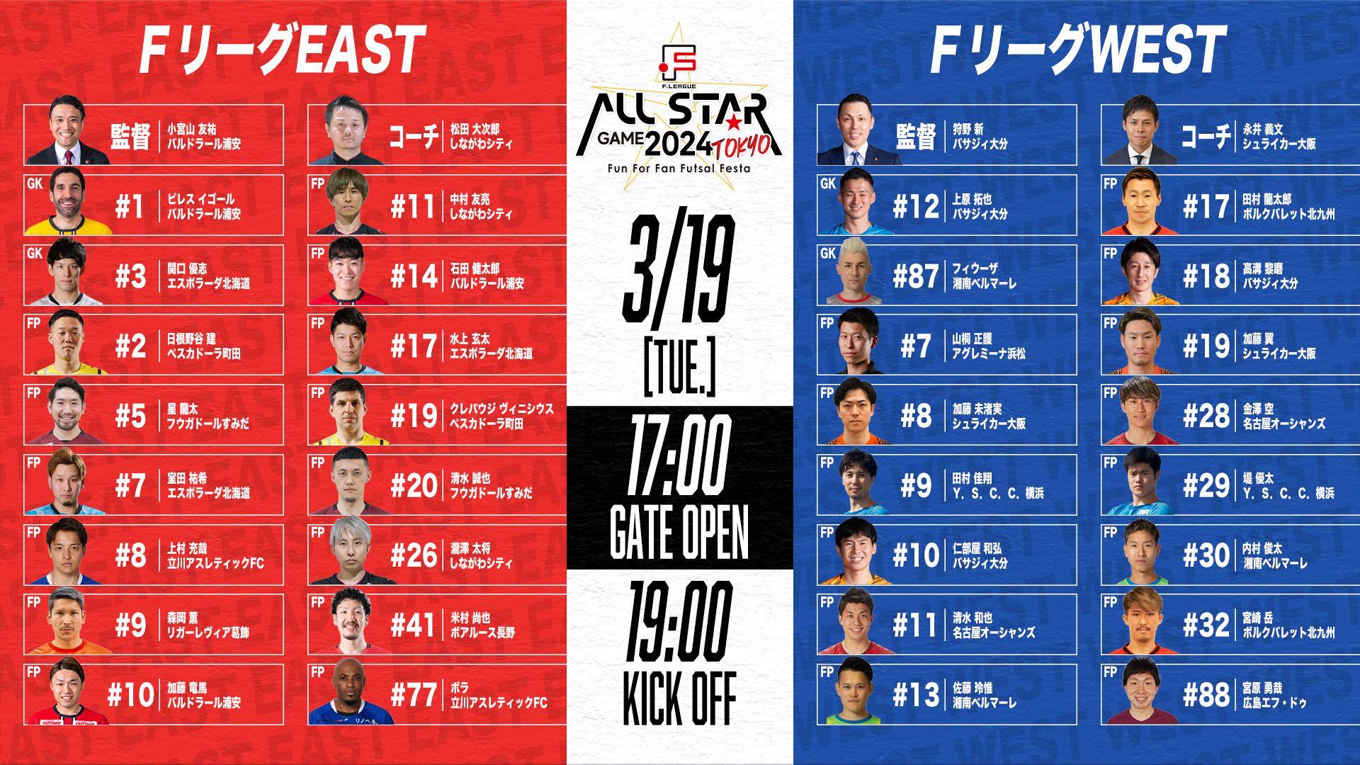 【あすつく】 Fリーグ2023-2024オールスターゲーム】出場選手32名と監督 ウェア